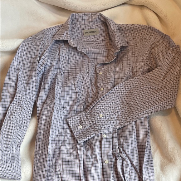 Women's Purple Checkered Button Down Shirt - Picture 1 of 2